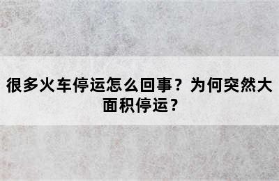 很多火车停运怎么回事？为何突然大面积停运？