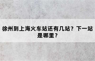 徐州到上海火车站还有几站？下一站是哪里？