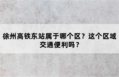 徐州高铁东站属于哪个区？这个区域交通便利吗？
