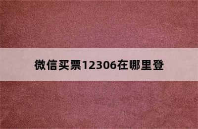 微信买票12306在哪里登