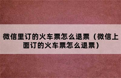 微信里订的火车票怎么退票（微信上面订的火车票怎么退票）