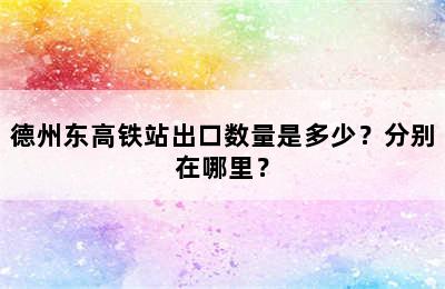 德州东高铁站出口数量是多少？分别在哪里？