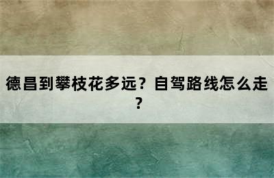 德昌到攀枝花多远？自驾路线怎么走？