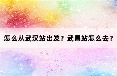 怎么从武汉站出发？武昌站怎么去？