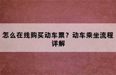 怎么在线购买动车票？动车乘坐流程详解