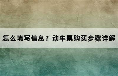 怎么填写信息？动车票购买步骤详解
