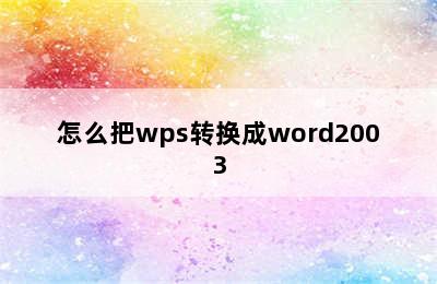 怎么把wps转换成word2003