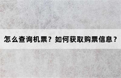 怎么查询机票？如何获取购票信息？