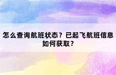 怎么查询航班状态？已起飞航班信息如何获取？