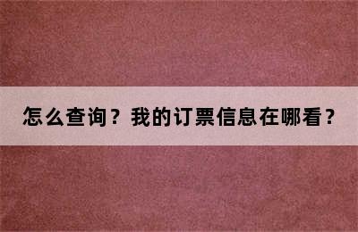 怎么查询？我的订票信息在哪看？