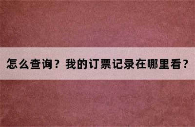 怎么查询？我的订票记录在哪里看？