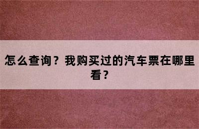 怎么查询？我购买过的汽车票在哪里看？