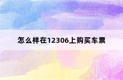 怎么样在12306上购买车票