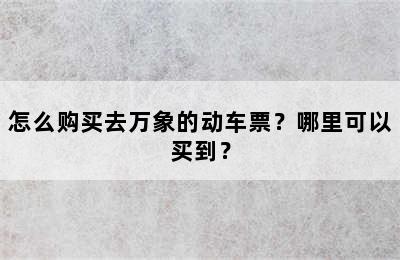 怎么购买去万象的动车票？哪里可以买到？