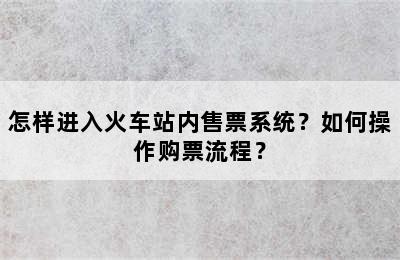 怎样进入火车站内售票系统？如何操作购票流程？