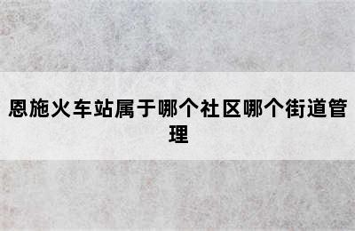 恩施火车站属于哪个社区哪个街道管理