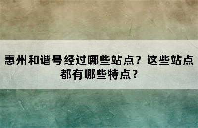 惠州和谐号经过哪些站点？这些站点都有哪些特点？