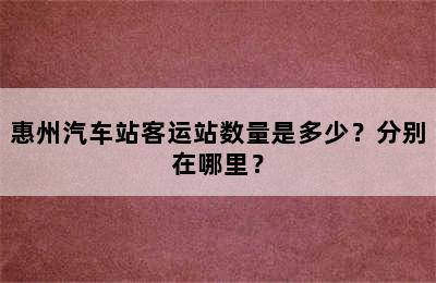 惠州汽车站客运站数量是多少？分别在哪里？