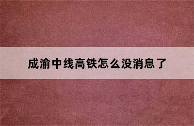 成渝中线高铁怎么没消息了
