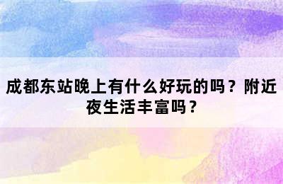 成都东站晚上有什么好玩的吗？附近夜生活丰富吗？