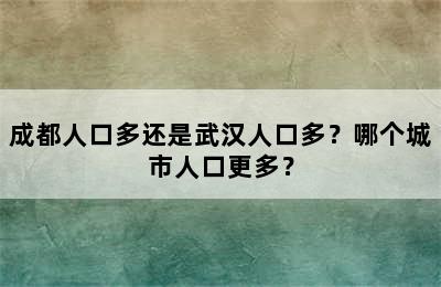 成都人口多还是武汉人口多？哪个城市人口更多？
