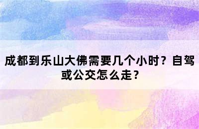 成都到乐山大佛需要几个小时？自驾或公交怎么走？