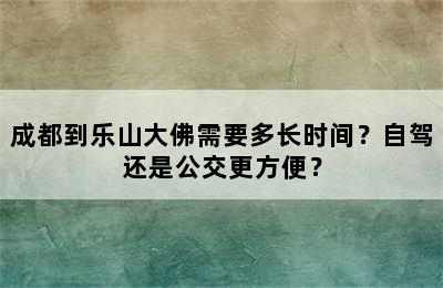 成都到乐山大佛需要多长时间？自驾还是公交更方便？