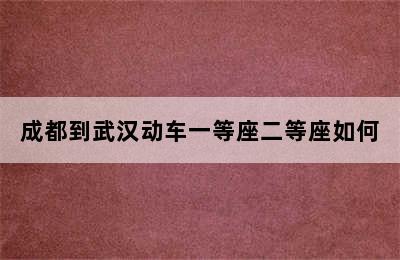 成都到武汉动车一等座二等座如何