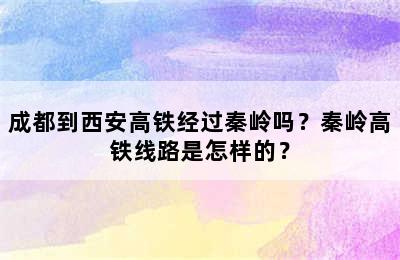 成都到西安高铁经过秦岭吗？秦岭高铁线路是怎样的？