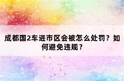 成都国2车进市区会被怎么处罚？如何避免违规？