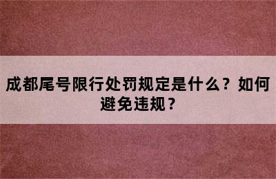 成都尾号限行处罚规定是什么？如何避免违规？