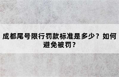 成都尾号限行罚款标准是多少？如何避免被罚？