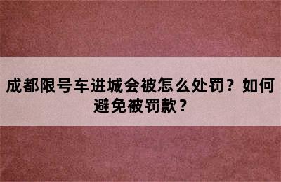 成都限号车进城会被怎么处罚？如何避免被罚款？