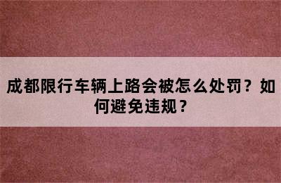 成都限行车辆上路会被怎么处罚？如何避免违规？