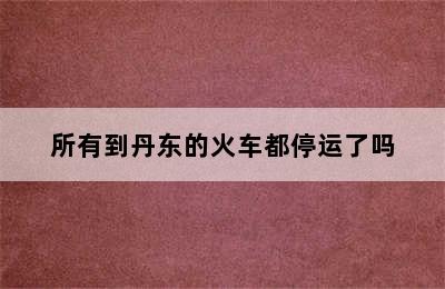 所有到丹东的火车都停运了吗