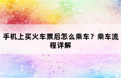 手机上买火车票后怎么乘车？乘车流程详解