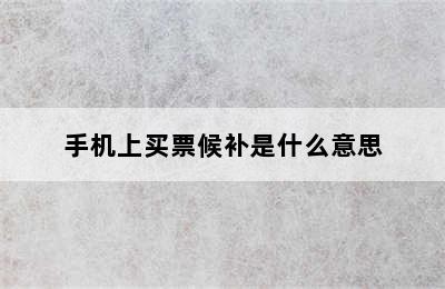 手机上买票候补是什么意思