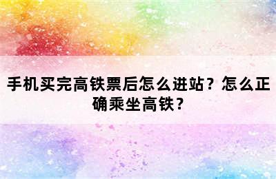 手机买完高铁票后怎么进站？怎么正确乘坐高铁？