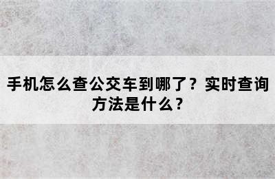 手机怎么查公交车到哪了？实时查询方法是什么？