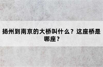 扬州到南京的大桥叫什么？这座桥是哪座？