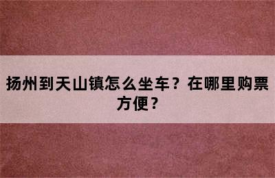 扬州到天山镇怎么坐车？在哪里购票方便？