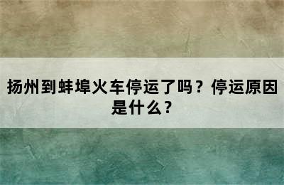 扬州到蚌埠火车停运了吗？停运原因是什么？