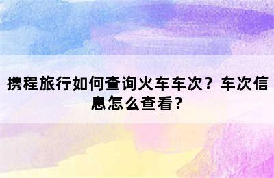 携程旅行如何查询火车车次？车次信息怎么查看？