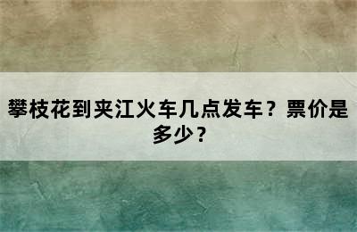 攀枝花到夹江火车几点发车？票价是多少？