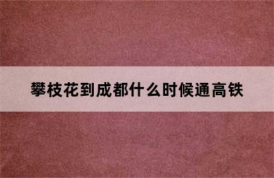 攀枝花到成都什么时候通高铁