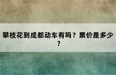 攀枝花到成都动车有吗？票价是多少？