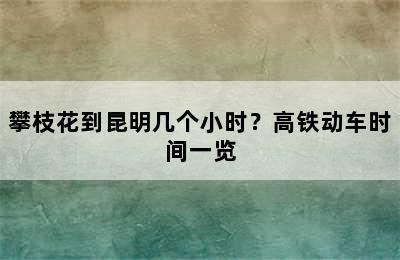 攀枝花到昆明几个小时？高铁动车时间一览