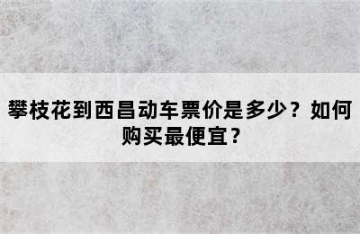 攀枝花到西昌动车票价是多少？如何购买最便宜？