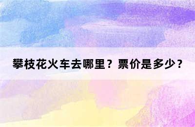 攀枝花火车去哪里？票价是多少？