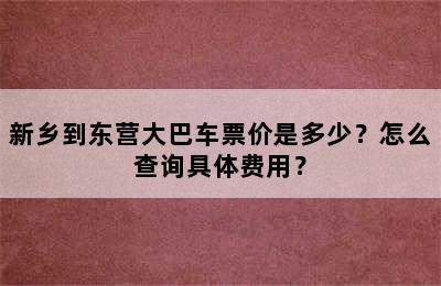 新乡到东营大巴车票价是多少？怎么查询具体费用？